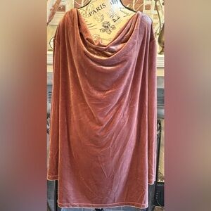 Maggie Sweet Velvet Drape Collar Top Blouse Tunic Brown Holiday Event 3X NWT
